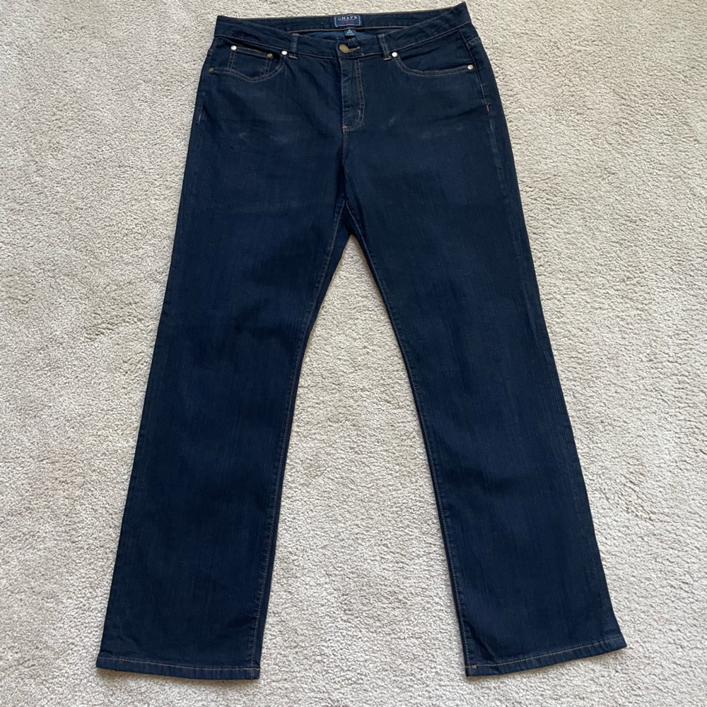 Chaps Dark Wash Straight Jeans Size 14